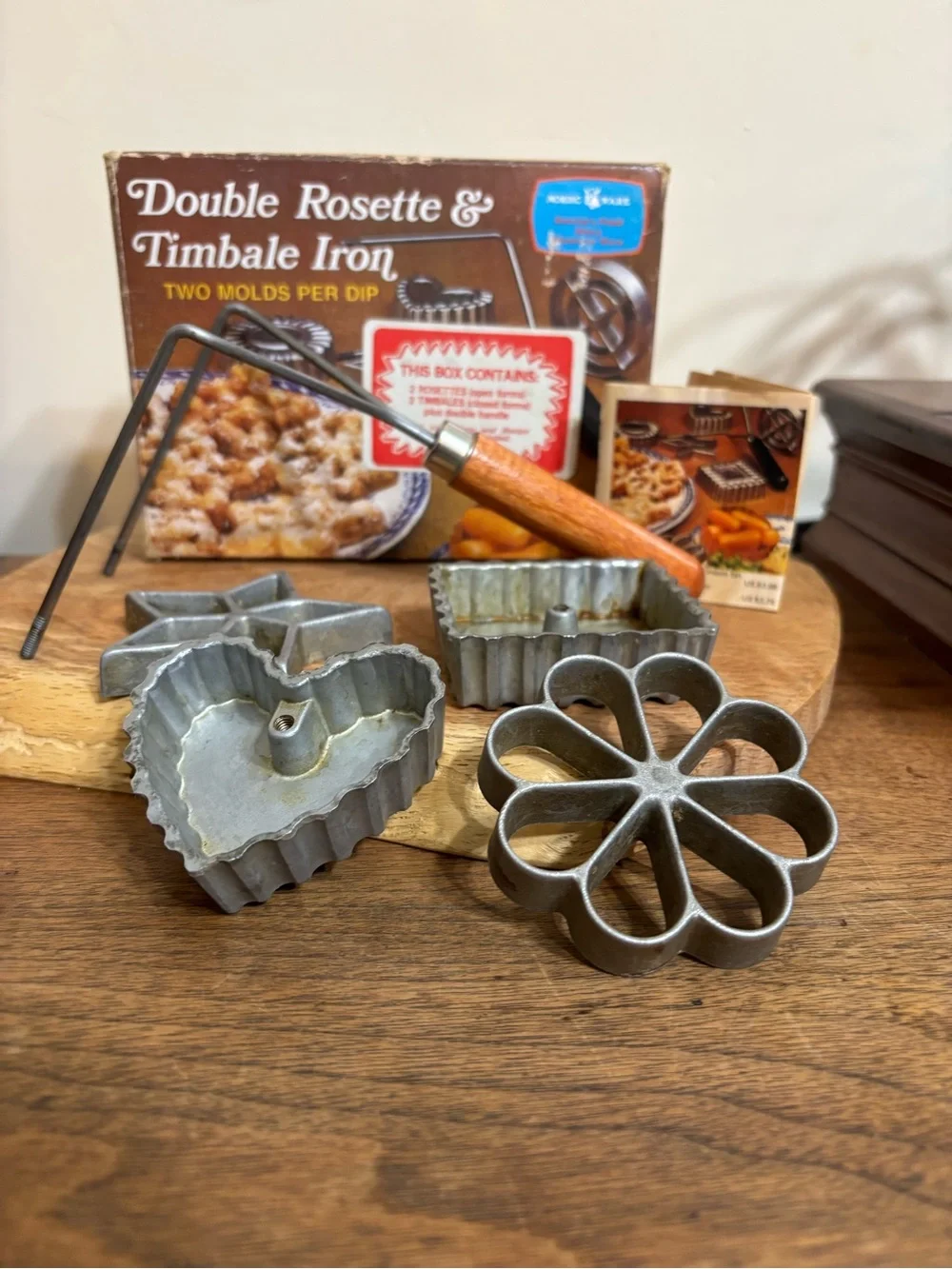 Vintage Nordic Ware Double Rosette & Timbale Iron Set 4 Molds Baking & Recipes